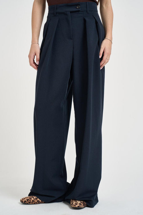Pantalone donna gamba ampia blu