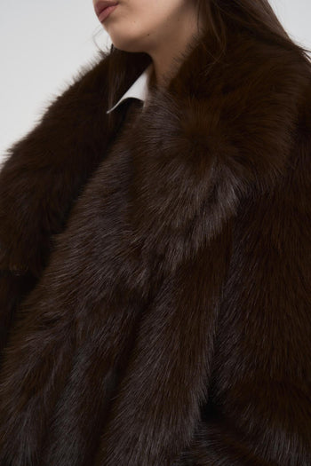 Ecopelliccia donna corta marrone - 4