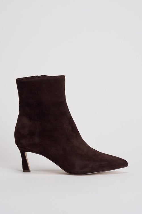 Stivaletto donna con tacco in suede marone