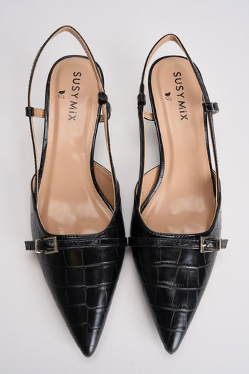 Slingback donna pitonate nere - 5