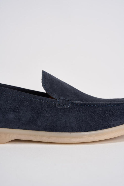 Mocassino uomo in suede blu navy - 2