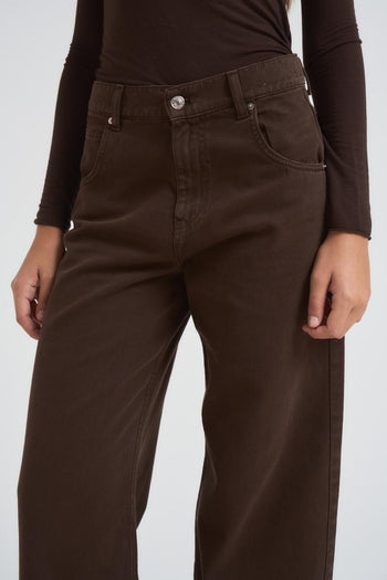 Jeans donna a palazzo Mia marrone - 5