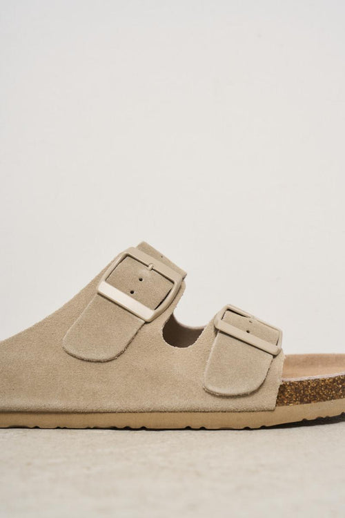 Sandalo uomo in suede beige - 2