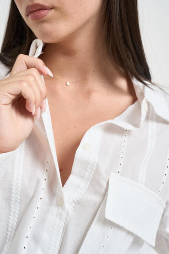 Camicia donna con ricami bianca - 3