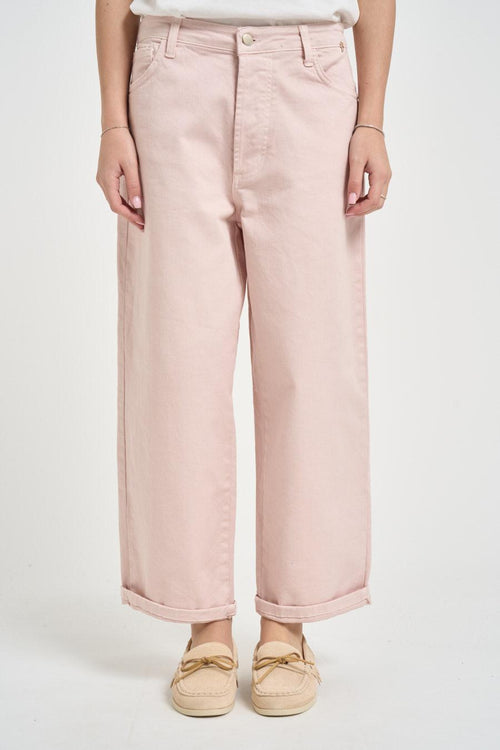 Jeans donna gamba dritta in denim rosa