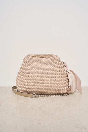 Borsa donna in rafia beige chiaro - 4