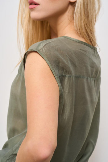 T-shirt donna scollo a barca verde - 5