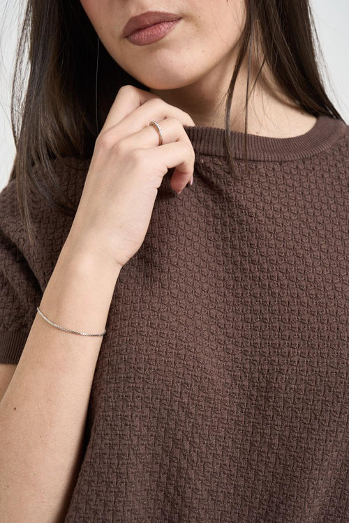 T-shirt in maglia marrone - 2