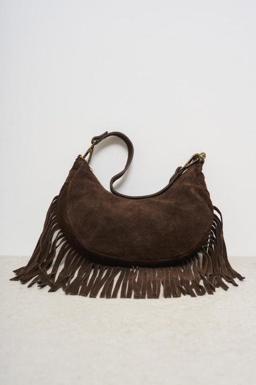 Borsa donna a spalla in camoscio marrone