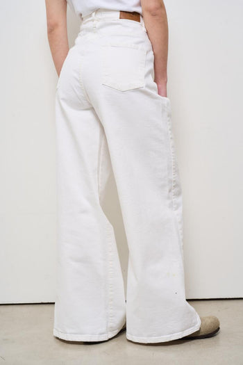 Jeans donna a palazzo in denim bianco - 5