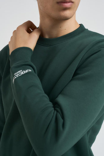 Felpa uomo verde a girocollo - 4