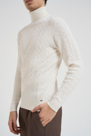 Maglia uomo collo alto a trecce latte - 3