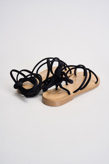 Sandali donna infradito in suede nero - 6