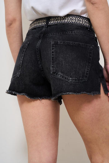 Shorts donna in denim nero - 6