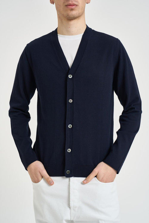 Cardigan uomo scollo a V blu notte