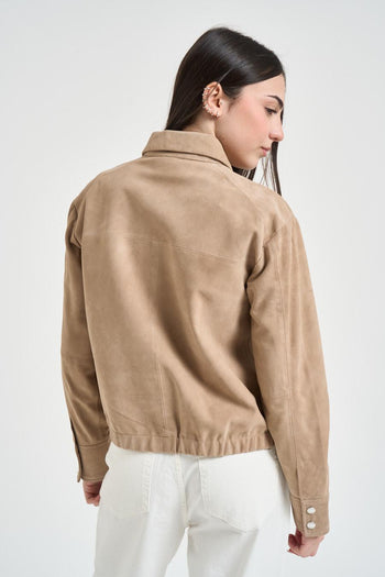 Giubbotto donna con colletto sabbia - 3