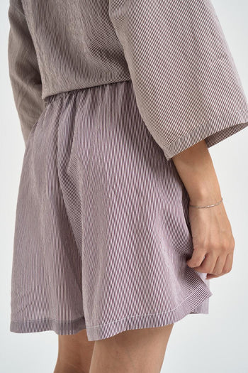 Abito donna a righe marrone e bianco - 9