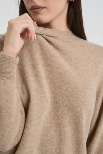 Maglia donna scollo a barca beige - 3