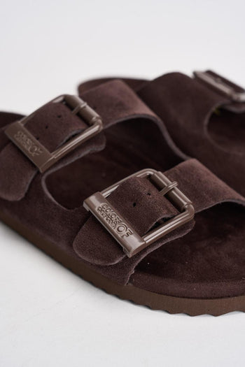 Sandalo donna in suede marrone - 6