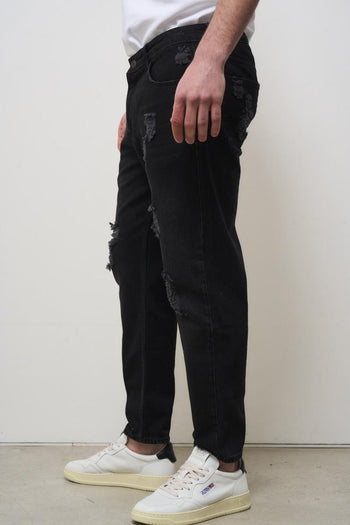 Regular men's jeans in black denim - 3