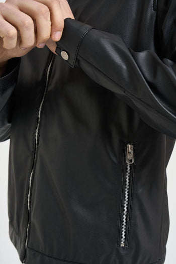 Giubbotto uomo in ecopelle nero - 3