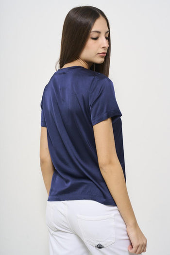 T-shirt donna satinata blu - 4