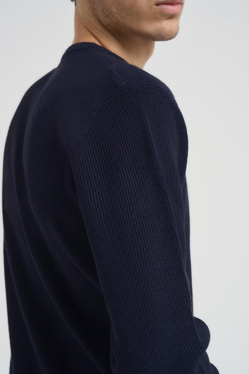 Maglia uomo girocollo a coste blu - 6