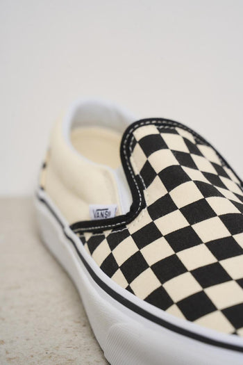 Men's Black Checkered Slip-On Sneakers - 4