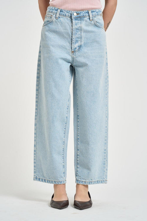 Jeans donna wide leg cropped in denim chiaro