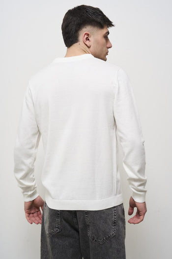 Men's white crew neck sweater - 4