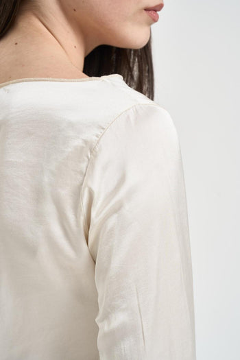 Blusa donna satinata panna - 4
