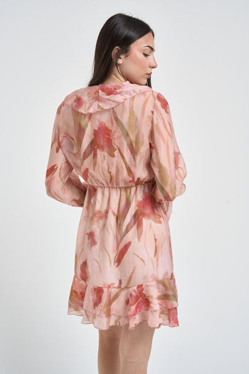 Abito donna corto floreale rosa - 3