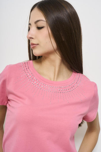 T-shirt donna girocollo rosa - 3