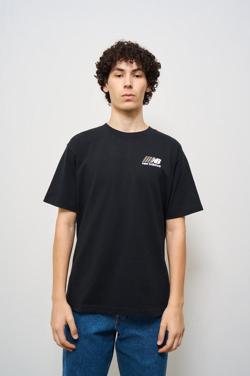 T-shirt uomo girocollo nera con logo bianco