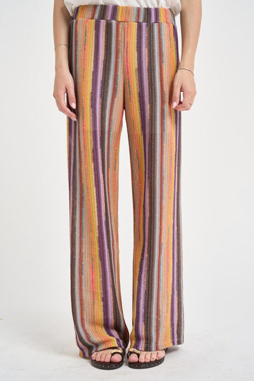 Pantalone donna multicolor in maglia crochet