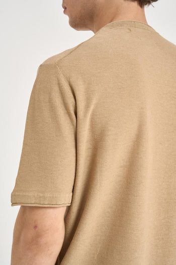T-shirt uomo in maglia beige - 5