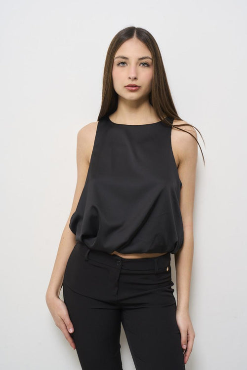 Top donna satinato nero