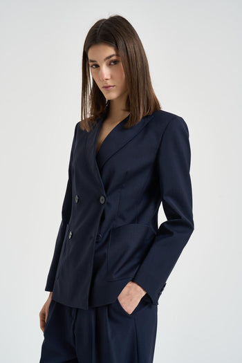 Blazer donna doppiopetto blu navy - 4