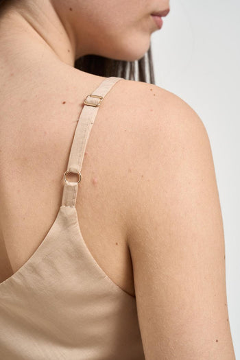 Canotta donna scollo a V beige - 4