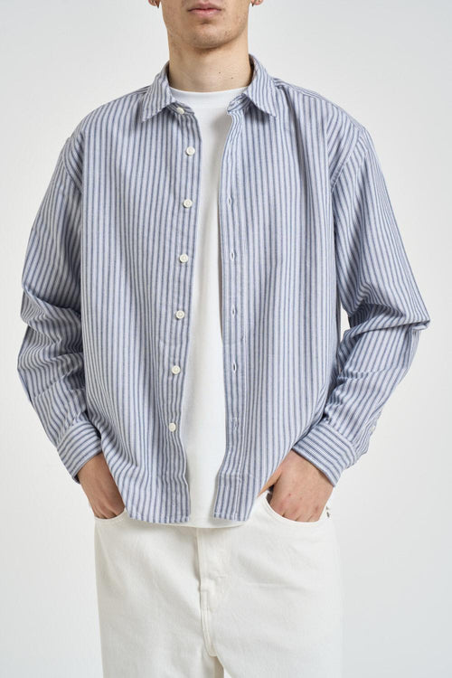 Camicia uomo a righe blu