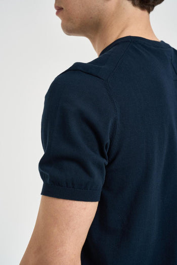 T-shirt uomo girocollo in maglia blu notte - 4