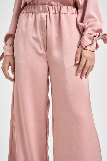 Pantalone donna gamba ampia rosa cipria - 4