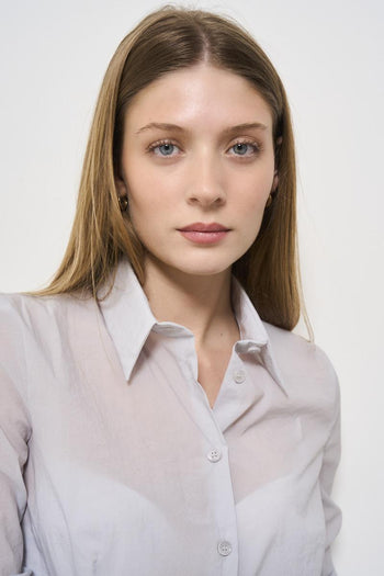 Camicia donna in organza grigia - 3