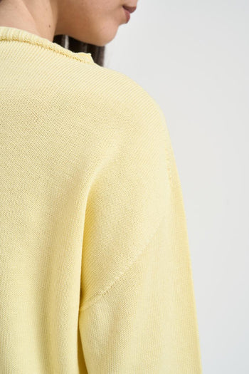 Maglia donna scollo a barca gialla pastello - 4