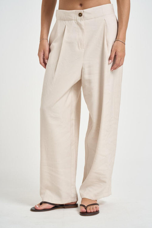 Pantalone donna con pinces panna - 1