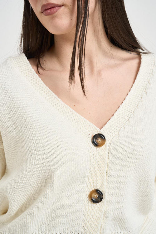 Cardigan donna cropped burro - 2