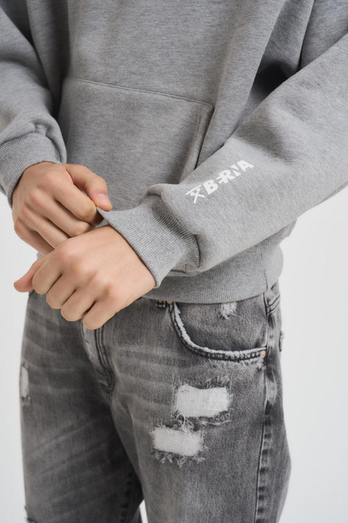 Felpa uomo con cappuccio grigio chiaro - 2