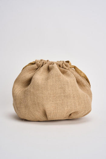 Borsa donna secchiello in juta beige - 5