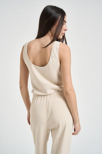 Top donna girocollo panna - 4