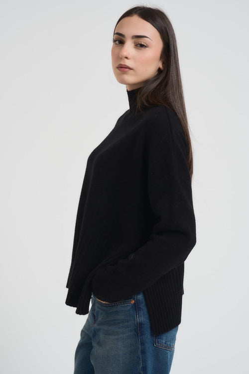 Maglia donna mezzo collo nera - 2